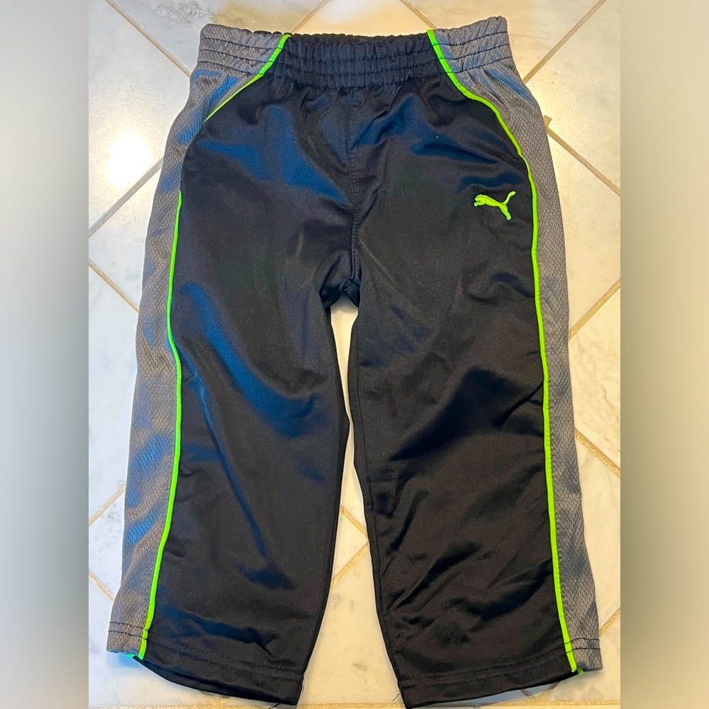 Puma Track Pants toddler boys size 24M, black, grey and green